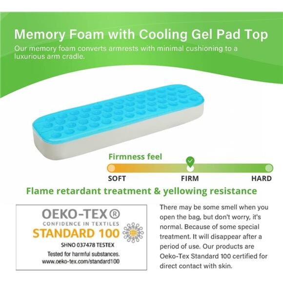 Chair Armrest Cooling Gel Cushions Elbow Pillow Pressure Relief Office Chair - Picture 3 of 7